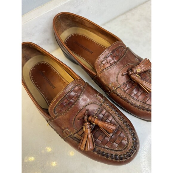 Johnston & Murphy Men’s Brown Woven Tassel Loafers Men's Size 9.5 - Picture 3 of 14
